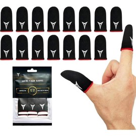 30 PCS Mobile Phone Gaming Finger Sleeves, Finger Sleeves Compatible with All Touchscreen Devices, 0.15mm Superconducting Nanofibers, Smooth Feel, Anti-Sweat, Extremely Thin, Red Edge - Color: Red Edge (15 PCS )