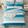 Litanika King Comforter Set White Teal - 3 Pieces Lightweight