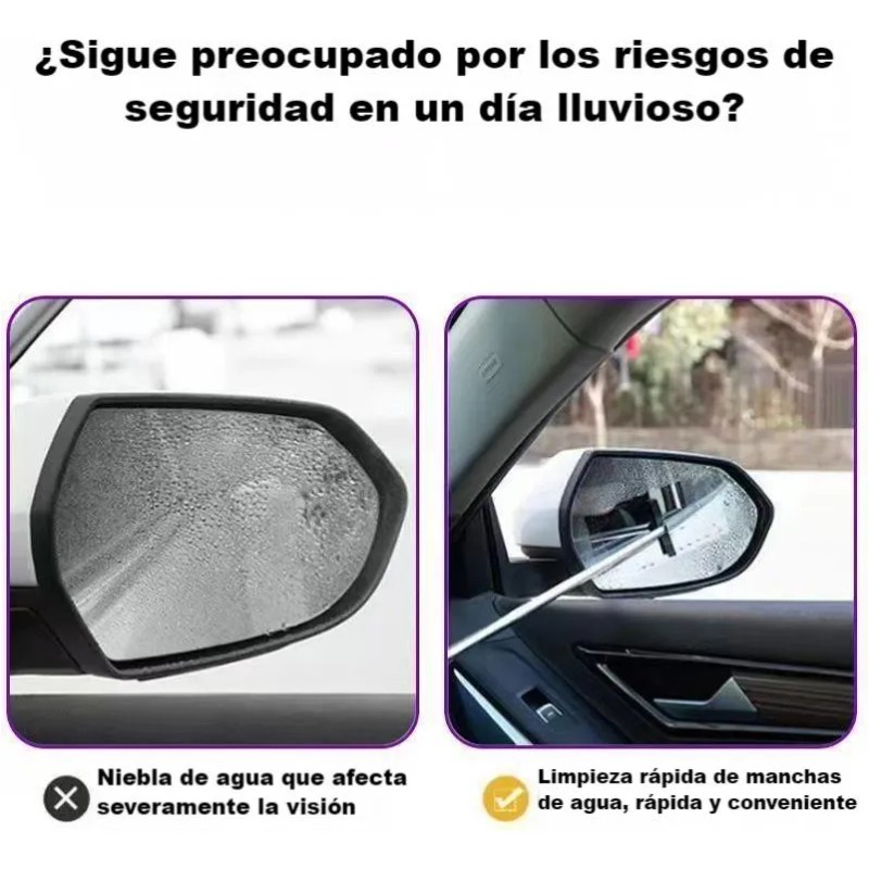 2 Pcs Acero Inoxidable Espejo Telescópico Limpiaparabrisas