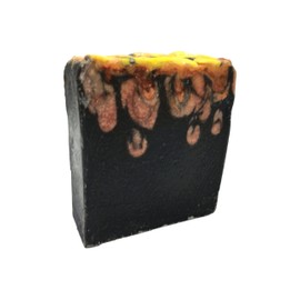 Homemade cold process black code cologne type soap charcoal and fire, bar 5 oz