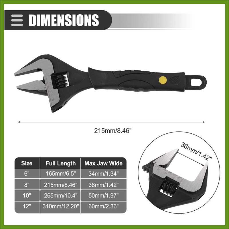 HOPESPANNER Universal Adjustable Spanner Wide Jaw Opening Wrench Automotive Tool