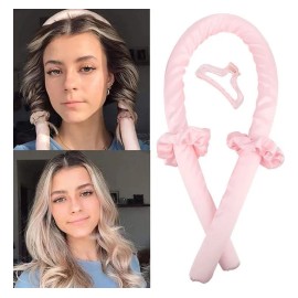 Curly Ondas En Cabello Rizos Seda Sin Calor Tubo2 Scrunchie                                                                                           