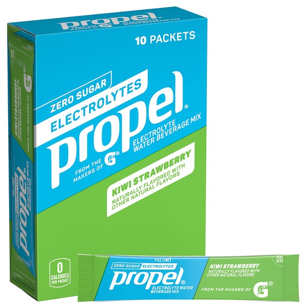Propel Powder Packets Kiwi Strawberry with Electrolytes, Vitamins and No Sugar (10 Count) , Pack of 1