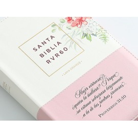 Biblia Letra Grande para Mujeres con cierre RV1960 imit piel rosa y floral con indice - Mujer Virtuosa