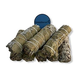 NESSASTORES - White Sage + Bay Leaves Smudge Incense 4" Bundle #JC-190 (3 pcs)