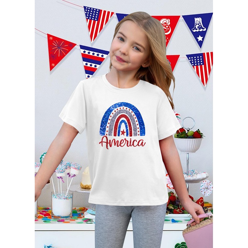 Toddler American Flag Tshirt for Boys Girls Patriotic Tops Kids