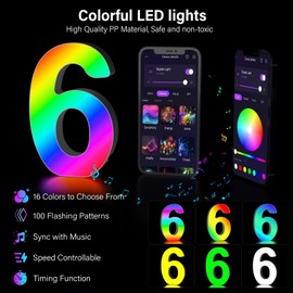 Kangtaixin LED Number Lamp 0-9, Luminous Numbers Birthday Decoration with USB Power Supply, App Control, Dimmable, Decoration for Bar Mitzvah, Christmas Decoration, New Year, Wedding Party,