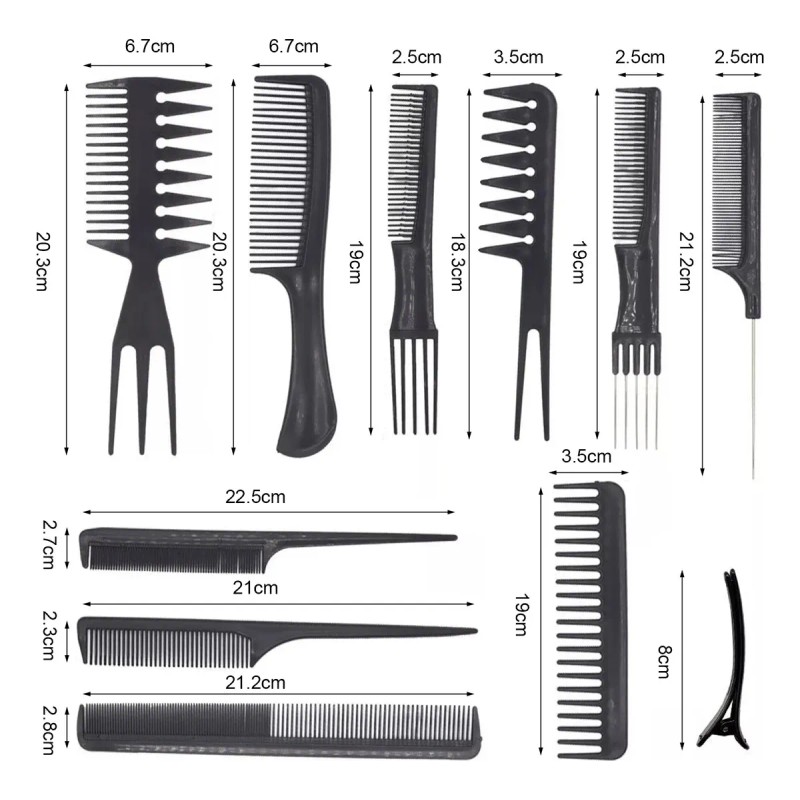 20kit Peluquera Peine Conjunto Profesional Peluquer Y Clip