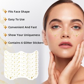Glitter Freckles - 6PCS Metallic Temporary Tattoos | Water-Repellent Shimmer Jewels, Glow-Up Face Patches for Women & Kids