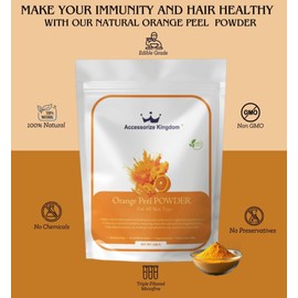 Accessorize Kingdom Herbal Face Pack Powder | 100% Natural & Organic Skincare | For Glowing Skin, Acne Control, Anti-Aging | All Skin Types | (100g, Orange Peel)