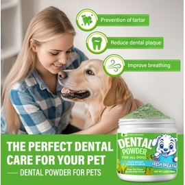 Dog Teeth Cleaning Powder 100g, Dog Dental Powder, Pet Breath Freshener, Remove Plaque & Tartar for Dogs of All Breeds and Ages