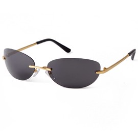 JUDOO Y2K Oval Sunglasses for Men Women 90s Vintage Rimless Rectangle Cool Glasses