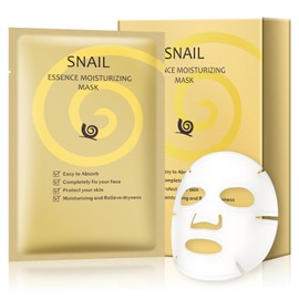 AOPEIBOTO Snail Mucin Serum Moisturizing Fack Mask, Pack of 10 Sheets Snail Mucin Mask, Deep Hydrating Fackmask for Dry, Sensitive Skin, Delicate Skin Care
