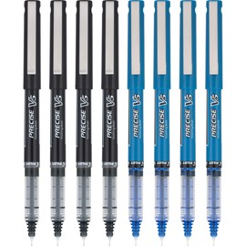 Pilot Precise V5 Stick Liquid Ink Rolling Ball Stick Pens, Extra Fine Point, Black and Blue Inks, 8 Count (16411)