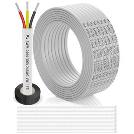 24 Gauge Wire 3 Conductor Electrical Wire 100FT, 24 AWG Flat 3 Wire Cable Tinned Copper/PVC Flexible/Stranded 24/3 Cord for Automotive, LED Lighting, 12V 24V Low Voltage Cable, Marine etc.