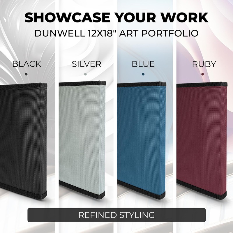 Dunwell 12x18 Art Portfolio Binder with Black Mounting Paper (Blue),