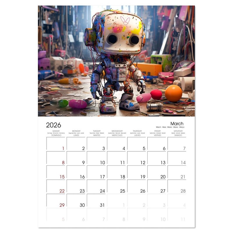 Robots - Future Humans (Monthly Wall Calendar 2026 11.7" x