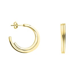 SOFIA MILANI - Women's Earrings 925 Silver - Bow Stud Hoop Earrings, Yellow Gold, No Gemstone
