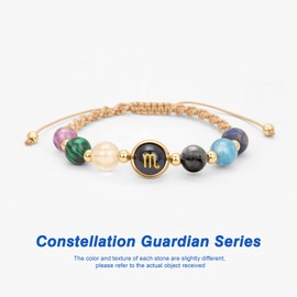 Risyfjew Scorpio Zodiac Crystal Bracelets for Women 12 Constellations Healing Crystal Beads Bracelet Birthday Natural Stone Zodiac Gifts Horoscope Spiritual Bracelet
