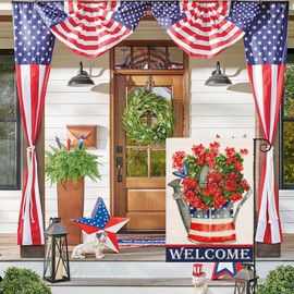 Easternproject Patriotic American Stars and Stripes Floral Welcome Garden Flag 12.5×18 Inch Double Sided 4th of July Independence Day Memorial Day Yard Outdoor Decor