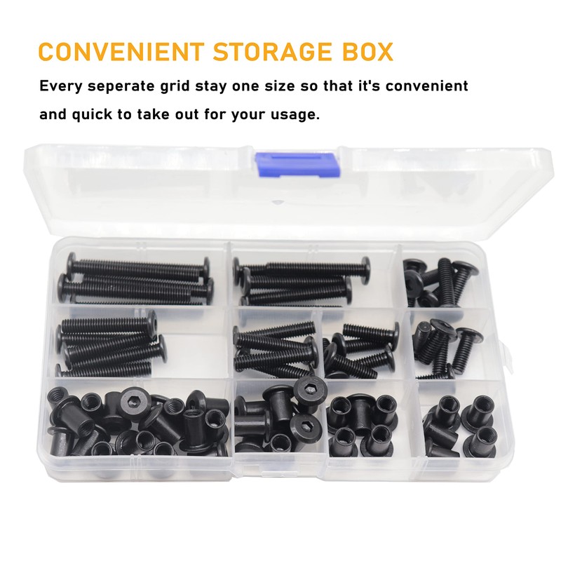 Black M6 Hex Drive Socket Cap Bolts Kit, binifiMux 35-Set