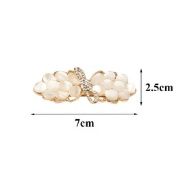 Bow Hair Clip Rhinestone Pearl Hair Clips Glitter Metal Snap Barrette Hair Accessories for Women(Gold)