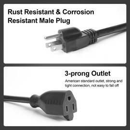 QTEATAK Male and Female Connector Extension Cord 125V 15A 2-Pole 3-Wire 50cm Female Connector and 100cm Male Straight Blade Plug with AWG14 Cables, includes 5 Heat Shrink Tubes (Male & Female 1 Set)