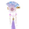 C-118-1 Purple Fan Shape Sakura Cherry Blossom Tassels Hair Clip