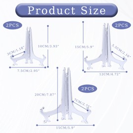 Pack of 6 Acrylic Plate Stands, 3 Sizes, Plate Stands (10 cm, 15 cm, 20 cm), Transparent Plate Holder, Foldable Plate Holder Stand, Suitable for Card Stands, Plate Holder, Plate Stand, Picture Stand