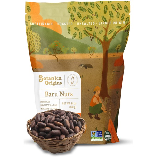 Botanica Baru Nuts, 24 oz | Roasted | Wild | Unsalted | Non-GMO | Vegan, Keto and Paleo Friendly