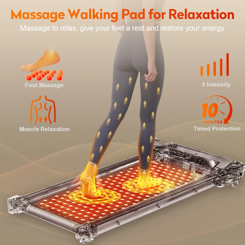 Akluer 2-in-1 Walking Pad Treadmill with Foot Massage Functioncolor: Black