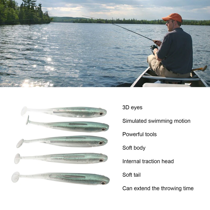 5Pcs Simulated Soft Fish Bait 3D Eyes Environmentally Friendly Silicone