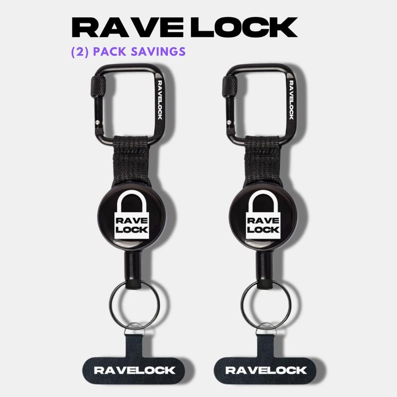 RaveLock Premium Anti-Theft Phone Tether Steel Retractable for Festivals -