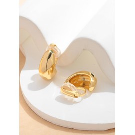 LILIE&WHITE Women's Clip-On Earrings, Gold, Hypoallergenic, Nickel-Free, Non-fading, Comfortable and Elegant Design without Pierced Ears, Gift Idea for Birthday, Copper