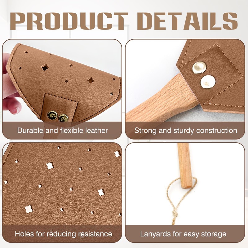 ZOCONE 3 Pack Leather Fly Swatters with Lanyard, Sturdy Fly