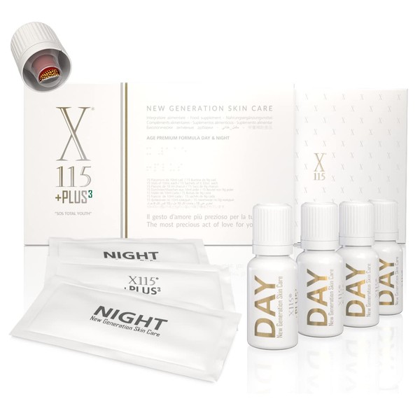 X115 +Plus 3 | Skin and Joint Supplement | 3 Types of Hydrolyzed Collagen (5g) + Hyaluronic Acid (200mg) + 18 Active Ingredients | 15 Vials + 15 Sachets