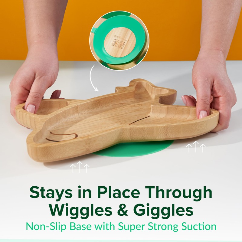 Bamboo Divided Suction Plate Baby - Strong Suction Toddler Plates