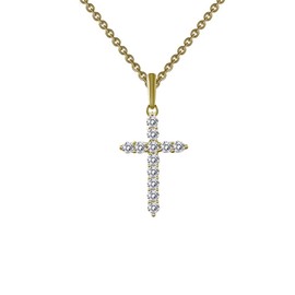 Lafonn Classic Sterling Silver Gold Plated Simulated Diamond Necklace (0.36 CTTW)