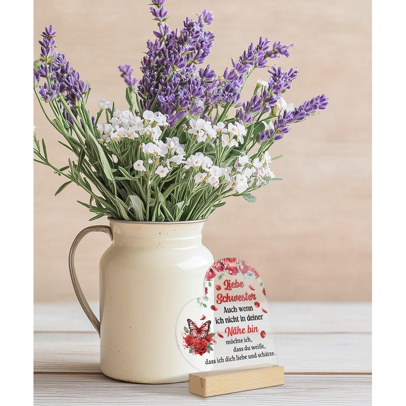 Putuo Decor Herzform Acryl Tischdeko Schild für Schwester – Auch