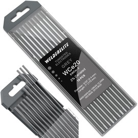 WelderElite TIG Welding Tungsten Electrode 10 Pack 3/32" × 7" (Gray - 2% Ceriated, WC20/EWCe-2) for AC/DC TIG Welding