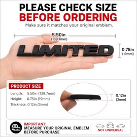 Metal Black Limited Emblem Badge Exterior Trim Decal for Toyota Tundra Sienna Tacoma Highlander 4runner RAV4 Side Rear Trunk Tailgate 5.5 x 0.75 inche