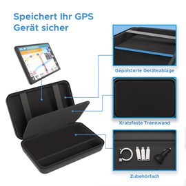 Digicharge Navi Hülle Hart Tasche für Garmin Drive 53 52 50LM 51LMT-S DriveSmart DriveAssist 55 50LM 50LMT-D 51LMT-S DriveLuxe 50LMT-D 51 5'' 5 Zoll GPS Navigationssystem Tragegurt und Zubehörfach