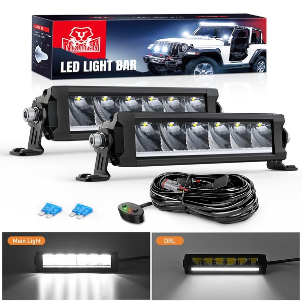 Nilight 9Inch Single Row LED Light Bar 2PCS 30W 3365LM