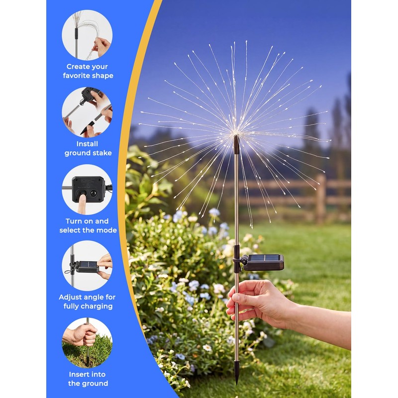 Brightown 150LED Solar Garden Lights Outdoor, 8 Modes 2 Pack