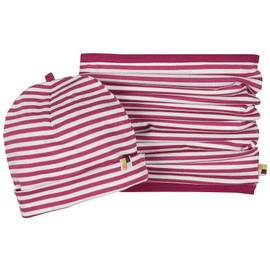 loud + proud Unisex Children's Set Tube Scarf, GOTS Certified Beanie Hat, Orchid