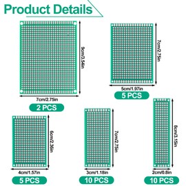 Rindion 32 Pcs PCB Board, Green Circuit Board with 5 Sizes Compatible, Double Sided PCB Prototype Board for DIY Electronics Projects Apply to Soldering Projects