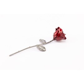 Forging Art Bcn Hand-forged Eternal Wrought Iron Rose with Base (Red/Silver)
