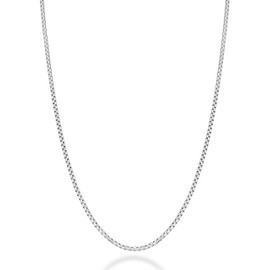 Miabella Italian 925 Sterling Silver Solid 2mm Round Box Chain Necklace for Women Men, Made in Italy (sterling silver, Length 22 Inches) | Miabella