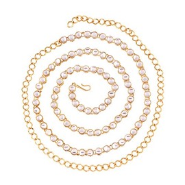 I Jewels 18k Gold Plated Indian Wedding Bollywood Faux Kundan Waist Chain/Kamar Patta/Belly Chain Indian Jewelry for Women(B020)
