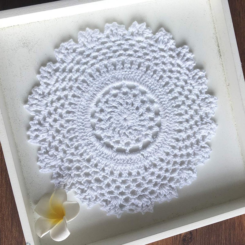 4 PCS White 6 Inch Round 100% HANDMADE Crochet Lace